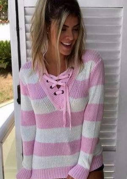 Blusa Tricô ilhós listra tendênciaTamanho único veste 36 ao 44 