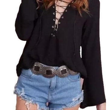 Blusa feminina manga flare decote ilhosTecido ViscoseTamanho único  
