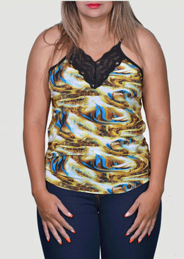 Blusa sem manga com detalhe de renda produzida com malha liganete (tecido leve) proporcionando conforto e ótimo caimento para uso no dia a dia.Sugestão de... 