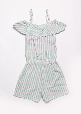 Macaquinho infantil ombro a ombro, com babados.Com elástico na cintura e alça regulável Ideal para dias ensolarados e brincar no parque.SKU: DKMF8Composição: 100% Algodão. TABELA DE... 