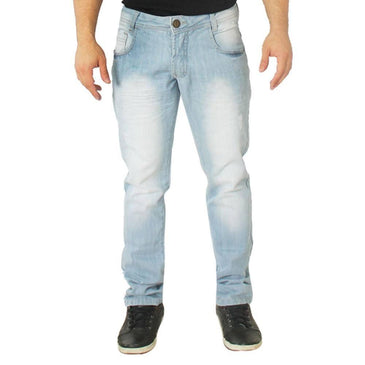 Calça jeans masculina modelagem reta , lavagem delavê , 100%algodão 