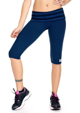 Calça Corsário Fitness Ana Vira Listra Mescla  modelando o corpo feminino para correr caminhar malhar na Academia no Crossfit Funcional nas aulas de Pilates Ioga... 