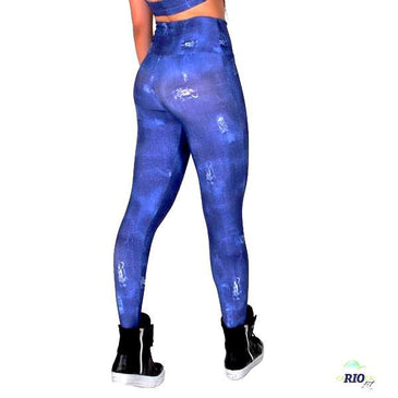 Calça Fusô Fitness com estampa jeans. Fabricante: Carioca FitComposição: 90% Poliéster 10% Elastano 