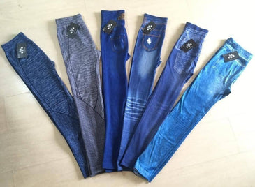 Kit 3 Calças Imita Jeans Será enviado 3 peças diferentes por kit! Costura somente na parte interna da coxaSuplex não fica transparente, por ser um tecido especifico... 