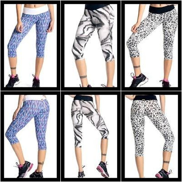 Calça Corsário Poliamida Emy Estamapdo Com Liso 5791 - Kit Promocional  5, modelando o corpo feminino para correr, caminhar, malhar na Academia, no Crossfit, Funcional,... 