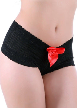 Calça de renda com laço. Modelada em tamanhos P, M e G. 