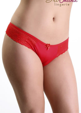 Calça microfibra com toda lateral em renda, viés de microfibra cinta e perna, laço frontal. Composição 83% poliamida 17% elastano forro 100% algodão 