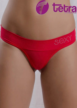 Calcinha de Romantic Lisa 1272 Detalhes do Produto Calcinha de romantic lisa, fio, com cós duplo, viés liso e estampa de transfer escrito sexy feita... 