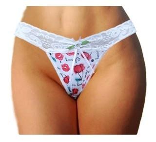 Calcinha estampada confeccionada em microfibra com detalhe de renda no elastico. COMPOSIÇÃO: 90% Poliester 10% Elastano 