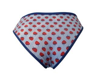 Calcinha em estilo Tangão estampadacom vaiação de renda e vies nas cores  