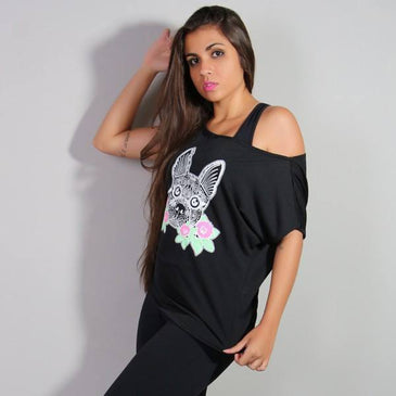 Bata feminina ombro só fabricada em tecido dry fit de poliéster. Fabricante: CariocaFit 