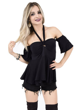 Blusa ciganinha com elástico, estilo bata. Com duas opções de uso, podendo usar com alça frente única ou como tomara que cai.PARA ARRASAR!CONFECCIONADA EM 96% VISCOSE... 