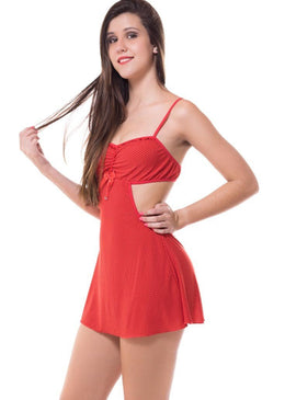 Camisola em liganete em estampas variadas, com frente drapeada com babadinho de cetim e laçarote também em cetim. Essa camisola é aberta das laterais até... 