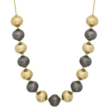 Colar bolas 17,82mm folheado a ouro 18k e grafite com acabamento com corrente veneziana de 40cm mais 7cm de extensor.Características:- Marca: LE DIAMOND- Referência: CLD0742-1Especificações:-... 