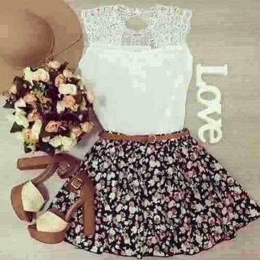 Conjunto blusinha mais saia grátis cintoTecido Viscose Tamanho p ao gg  