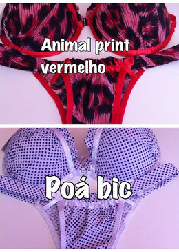 CONJUNTO DE LIGANETE ESTAMPADA COM BOJO, DETALHE DE FITA DE CETIM. COMPOSIÇÃO 96%POLIÉSTER 4 % ELASTANO 