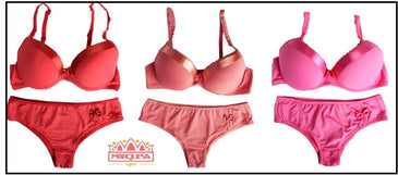 Cada Kit vem com 05 lindos conjuntos cheesecake de cores variadas*Conjunto de bojo e aro todo confeccionado em microfibra.Detalhes em fita de cetim na parte... 