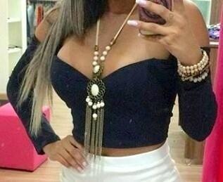 Lindo cropped ciganinha manga 3/4 com bojo. Tecido suplexTamanho Único Veste do 36 ao 40 
