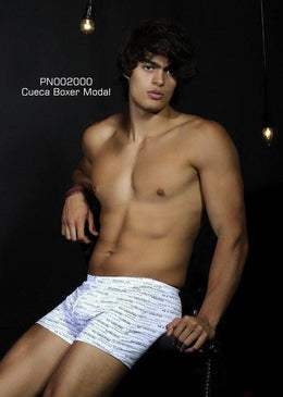 Cueca Boxer de modal estampada.