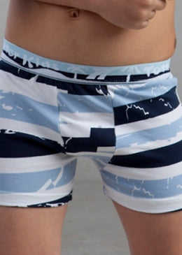 Detalhes do Produto Cueca infantil box de cotton estampado com elástico de 25mm no cós e costura nas laterais da frente. O cotton é um... 