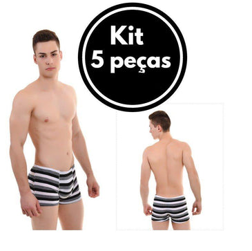 Kit Cueca Boxer Masculina ListradaKit com 5 cuecas boxer confeccionado em tecido ultra leve super macio e confortável .   Composição : 92% POLIÉSTER 8%... 