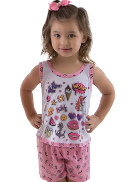 Alegria e qualidade estão neste lindo babydoll! Composto por uma blusa e um shortinho de tecido macio e confortável, confeccionado em malha. Composição:100% Poliéster 
