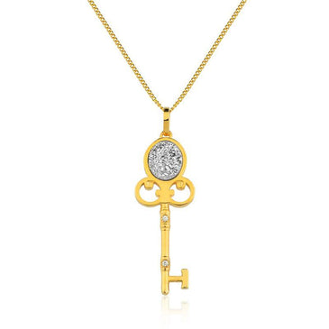 Colar Le Diamond com pingente de chave com druza e corrente veneziana com 40cm folheados a ouro 18k.Peso: 5,0 gramas.Embalagem personalizadaSKU: 446592633 