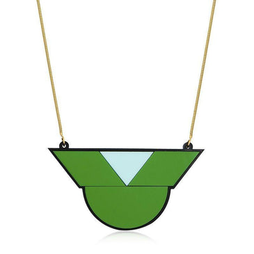   Colar de acrílico,com cordão folheado a ouro 18k. Pingente geométrico nas cores turquesa e verde. Comprimento: 40x40cm Características:- Marca: LE DIAMOND- Referência: CLD0588 Especificações:-... 