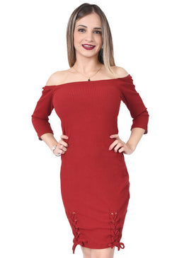 vestido ombro a ombro ribana com detalhe ilhós pernamodelagem ajustada ao corpo.                           ... 