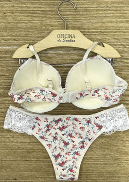 Conjunto de bojo push-up de microfibra com detalhe em renda, alças reguláveis, colchete regulável, mega confortável e muito prático para seu dia a dia. Calcinha... 