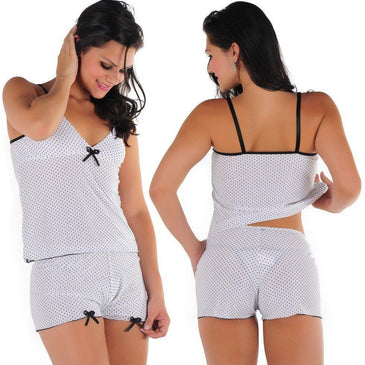 Baby Doll Tri-Legal Gissely3 Peças : Camisete, Short e Tanga  Baby Dolls Trio Gisely, Dados técnicos : Tecido Microfibra estampada e Renda Elástica Composição :... 
