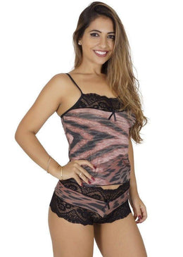Camisete em liganete estampado 