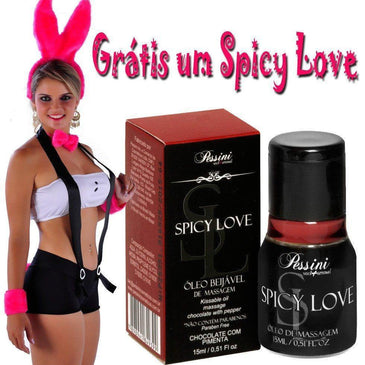 Grátis um Spicy Love  -  Na compra de uma Coelha Playboy  Fantasia Coelha Playboy  Descrição do Produto : Compõe-se de 6 peças.Top soutien tomara-que-caia branco / short preto... 