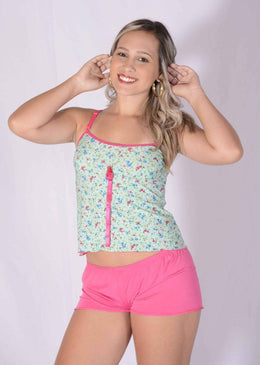 kit de 10 peças de conjunto Baby doll em liganete importada muito confortável sensual e durável. (Blusa estampada e Shorts Liso). O Kit vem com... 