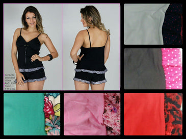 kit de 10 peças de conjunto Baby doll em liganete importada muito confortável durável e sensual. O Kit vem com grade que pode ser escolhida.... 
