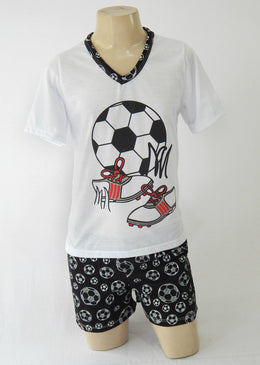 Pijama Infantil com estampa em silk de futebol , perfeito para a garotada.Muito confortável e divertido. os tamanhos se referem à P=2anos M=4anos G=6anos GG=8anosComposição:67%Poliéster... 