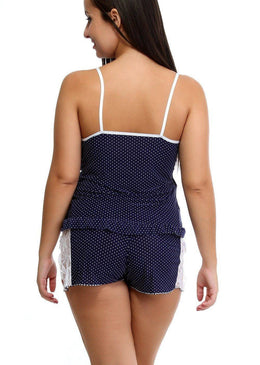 Short Doll Estampado com Renda na Blusa e Short. 