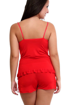 Short Doll em Liganet Lisa com Renda no Short e Blusa. 