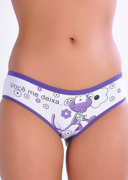 Calcinha de cotton liso com estampa silk com glitter e viés liso. O cotton é um tecido confortável e que absorve o suor, evitando assaduras.... 