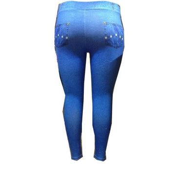 Calça fuso estampa jeans plus size, e a ultima moda nas academias, pois compõe look modernos e despojados! Com cos duplo, com elástico na cintura,... 