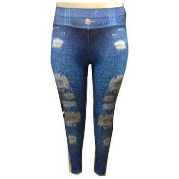 Calça fuso estampa jeans plus size, e a ultima moda nas academias, pois compõe look modernos e despojados! Com cos duplo, com elástico na cintura,... 