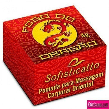 POMADA FOGO DE DRAGÃO UNISSEX 4GR SOFISTICATTO Pomada Fogo De Dragão Unissex 4gr. Produto de toque agradável e deslizante perfumada com óleo essencial de canela. Promove... 