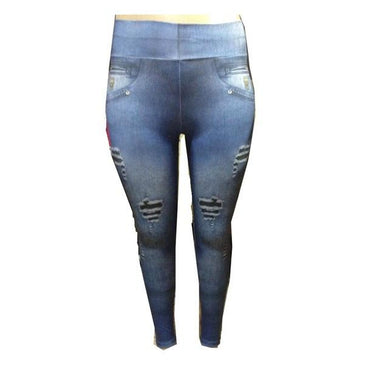 Calça fitness estampa jeans 2 plus size, e a ultima moda nas academias, pois compõe look modernos e despojados! Com cos duplo, com elástico na... 