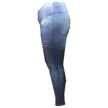 Calça fitness estampa jeans 2 plus size, e a ultima moda nas academias, pois compõe look modernos e despojados! Com cos duplo, com elástico na... 