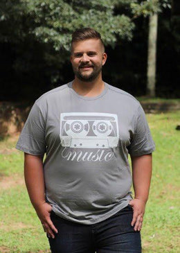 Camiseta Masculina Estampada MUSIC Malha 100% Algodão Cores: Cinza, Roxo e Preto  