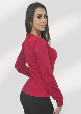 Blusa Suéter Elastano Gola V Basica Composição 100% Poliéster 