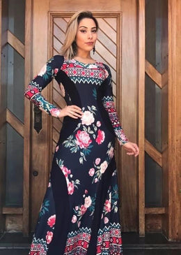 Vestido longo detalhe cinturaTecido ViscolycraTamanho único 