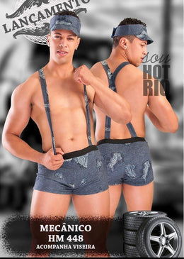 Fantasia mecânico. Acompanha sunga com suspensório e viseira.Na compra de uma fantasia da linha masculina ganhe de brinde 1 (um) Gel Comestível para sexo oral... 
