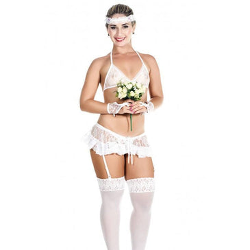 Linda sensual super atraente e vestida para matar a noivinha fogosa vem com um gostinho de quero mais.Sua noite pedirá bis.Tecido: Lese renda e tuleTamanho: ÚnicoComposta... 