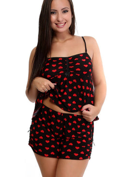Short Doll Em Liganet Estampada Com Drapeado No Short e Blusa. 